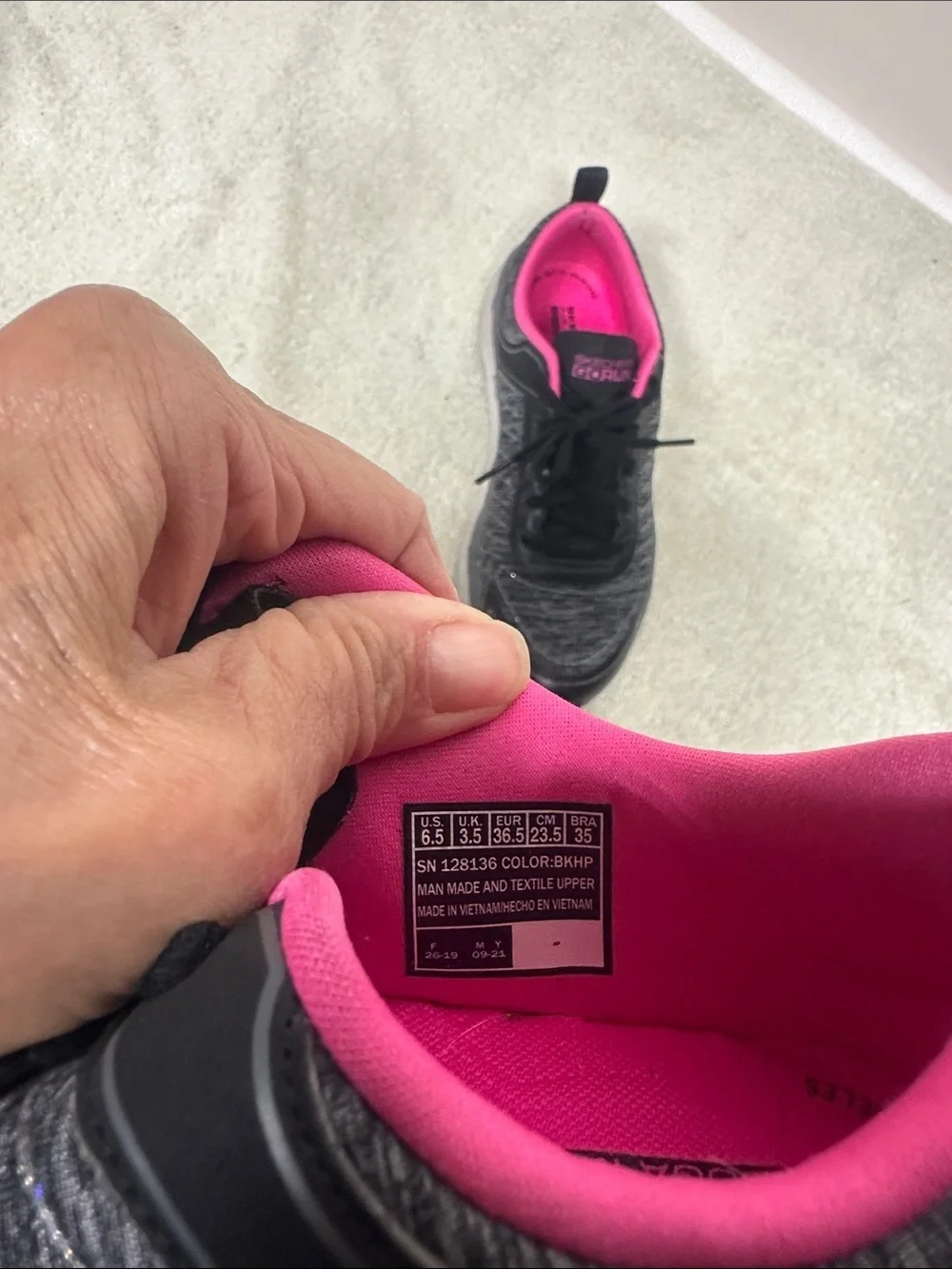 Skechers GO RUN Women's Black Athletic Sneakers with Hot Pink Interior